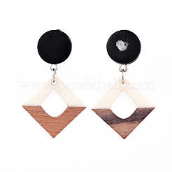 Resin & Wood Dangle Earrings&nbsp;EJEW-JE03467-01