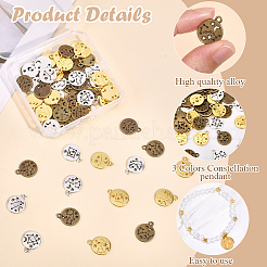 72Pcs Zodiac Sign Charm Pendants 12 Constellation Charm Pendant Alloy Charm for Jewelry Necklace Earring Making Crafts&nbsp;FIND-SC0021-90A