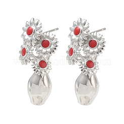Brass Enamel Stud Earrings for Women&nbsp;EJEW-A168-01P