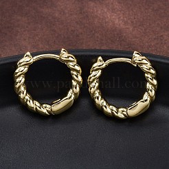Brass Twisted Rope Chunky Hinged Huggie Hoop Earrings for Women&nbsp;LS-EJEW-P196-25G