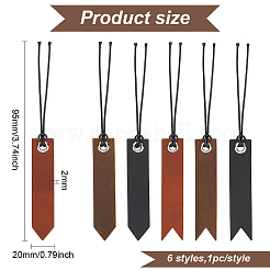 6Pcs 6 Styles Leather Bookmarks&nbsp;AJEW-FG0003-78