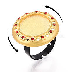 Adjustable Alloy & Iron & Rhinestone Bezel Cup Ring Base with Rotatable Tray&nbsp;MAK-T012-10G