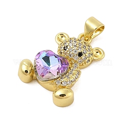Rack Plating Brass Micro Pave Cubic Zirconia Pendants&nbsp;KK-Z074-66G