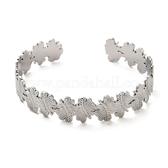 Non-Tarnish 304 Stainless Steel Leaf Cuff Bangles&nbsp;BJEW-G694-10P