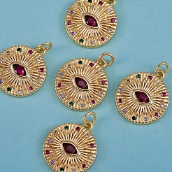 5Pcs Brass Micro Colorful Pave Cubic Zirconia Pendants&nbsp;JX130A