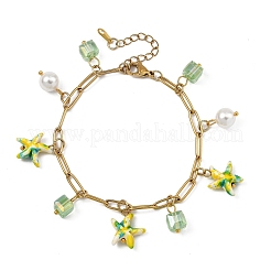 Glass & Synthetic Turquoise Charms Bracelets&nbsp;BJEW-JB13894