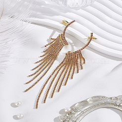 1 Pair Alloy Rhinestone Tassel Stud Earrings for Women&nbsp;EJEW-LP0012-22G
