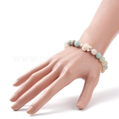 Natural Flower Amazonite & Synthetic Turquoise(Dyed) Tortoise Beaded Stretch Bracelet&nbsp;BJEW-TA00167