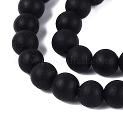 Natural Black Stone Bead Strands&nbsp;G-R193-01-6mm