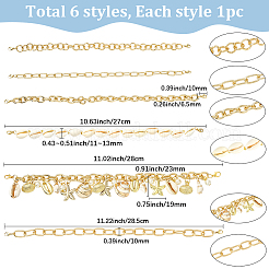 6Pcs 6 Styles Ocean Theme Cowrie Shell & Aluminum & Brass Alloy Cap Chain&nbsp;HJEW-SC0002-36