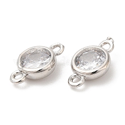 Eco-Friendly Rack Plating Brass Pave Clear Cubic Zirconia Connector Charms&nbsp;KK-A186-06P