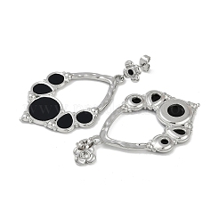 304 Stainless Steel Enamel Flower Dangle Stud Earrings&nbsp;EJEW-Z075-09P-02