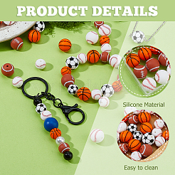 80Pcs 8 Styles Sport Series Food Grade Eco-Friendly Silicone Beads&nbsp;SIL-HS0001-10
