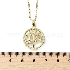 Brass Micro Pave Clear Cubic Zirconia Tree of Life Pendants&nbsp;NJEW-H066-01B-G