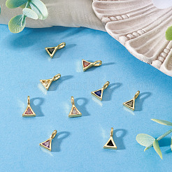 9Pcs 9 Colors Triangle Brass Micro Pave Cubic Zirconia Charms&nbsp;KK-TA0008-27