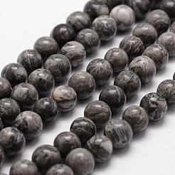 Natural Map Stone/Picasso Stone/Picasso Jasper Bead Strands&nbsp;G-D840-60-8mm