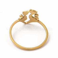 201 Stainless Steel Double Cat Finger Ring for Women&nbsp;RJEW-K239-04G