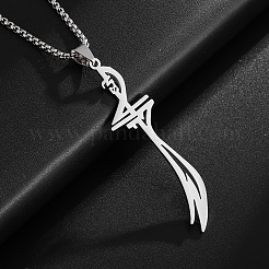 201 Stainless Steel Scimitar Sword Shaped Pendant Necklaces for Men&nbsp;WGE11B1-01