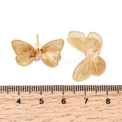 Brass Micro Pave Clear Cubic Zirconia Stud Earrings&nbsp;EJEW-F391-04G