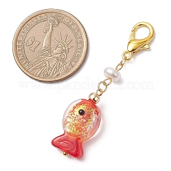 3Pcs Handmade Lampwork Fish Pendant Decorations&nbsp;HJEW-JM04481