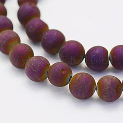 Electroplate Natural Druzy Agate Beads Strands&nbsp;G-G708-8mm-02
