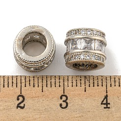 Rack Plating Brass Micro Pave Clear Cubic Zirconia European Beads&nbsp;KK-L215-323P