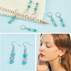 Letter A~Z Synthetic Turquoise & Alloy Pendant Stitch Markers&nbsp;HJEW-AB00456