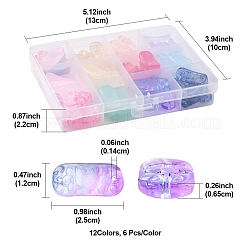 72Pcs 12 Colors Spray Painted Transparent Glass Connector Charms&nbsp;GLAA-FS0002-11