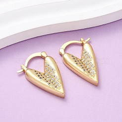 Brass Micro Pave Cubic Zirconia Heart Hoop Earrings&nbsp;EJEW-D332-03A-G