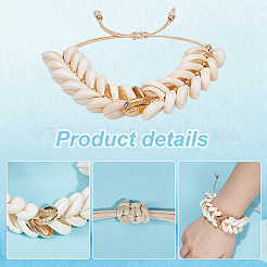 3Pcs Natural Cowrie Shell Charm Bracelets Set&nbsp;BJEW-PH0004-36