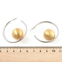 Round Two Tone Brass Stud Earrings for Women&nbsp;EJEW-U055-17PG