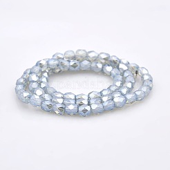 Pearl Luster Plated Imitation Opalite Glass Faceted Drum Beads Strands&nbsp;GLAA-A032-6mm-PL14