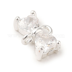 Brass Pave Clear Cubic Zirconia Bowknot Links Connector Charms&nbsp;LS-KK-K371-07S