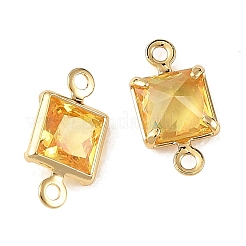 SHEGRACE Brass Pave Cubic Zirconia Square Connector Charms&nbsp;XGRQ2O088-440D-G