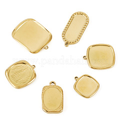 6Pcs 6 Styles 304 Stainless Steel Pendant Cabochon Settings&nbsp;STAS-TA0005-71G