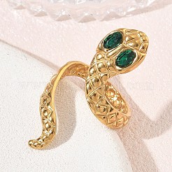 304 Stainless Steel with Cubic Zirconia Cuff Open Rings&nbsp;SA-CBAF5A1-04G