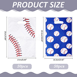 100Pcs 2 Styles Baseball Pattern Paper Gift Bags with Die Cut Hole Handles&nbsp;ABAG-ME0001-03