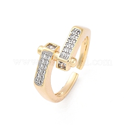 Brass Micro Pave Clear Cubic Zirconia Cuff Finger Rings for Women&nbsp;RJEW-C116-19G