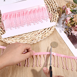 2.5 Yards Plastic Beads & Polyester Lace Ribbon&nbsp;SRIB-HY0001-16