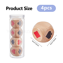4Pcs 6 Sided Poker Logo Pattern Wood Game Dices&nbsp;DIY-WH0698-035