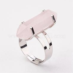 Natural Rose Quartz Finger Rings&nbsp;RJEW-P120-D06