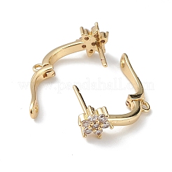 Brass Flower Hoop Earring Findings&nbsp;ZIRC-L097-054G
