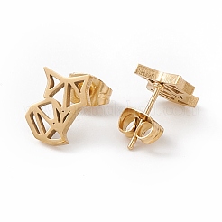 304 Stainless Steel Origami Fox Stud Earrings for Women&nbsp;EJEW-F286-03C-G