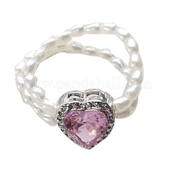 Alloy Rhinestone Plastic Pearl Finger Rings&nbsp;WG69D60-01