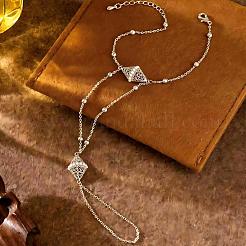 Brass and Imitation Pearl Rhombus Hand Chain Ring Bracelets for Wedding and Formal Occasions&nbsp;PL2023-3