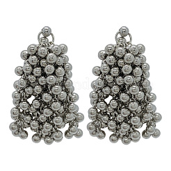 Alloy Round Tassel Stud Earrings&nbsp;FS-WG9B377-01
