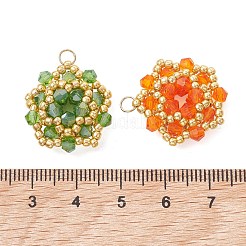 4Pcs 4 Colors Imitate Austrian Crystal Bicone Glass & Seed Glass Pendants&nbsp;PALLOY-MZ01304