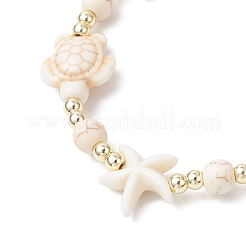 2Pcs Turtle and Starfish Synthetic Turquoise Beads Stretch Bracelets for Men Women&nbsp;BJEW-JE12047