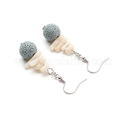 Natural Lava Rock Dangle Earrings&nbsp;EJEW-E260-B05