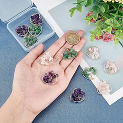 6Pcs 3 Styles Chakra Natural Gmestone Copper Wire Big Pendants&nbsp;FIND-FH0004-66